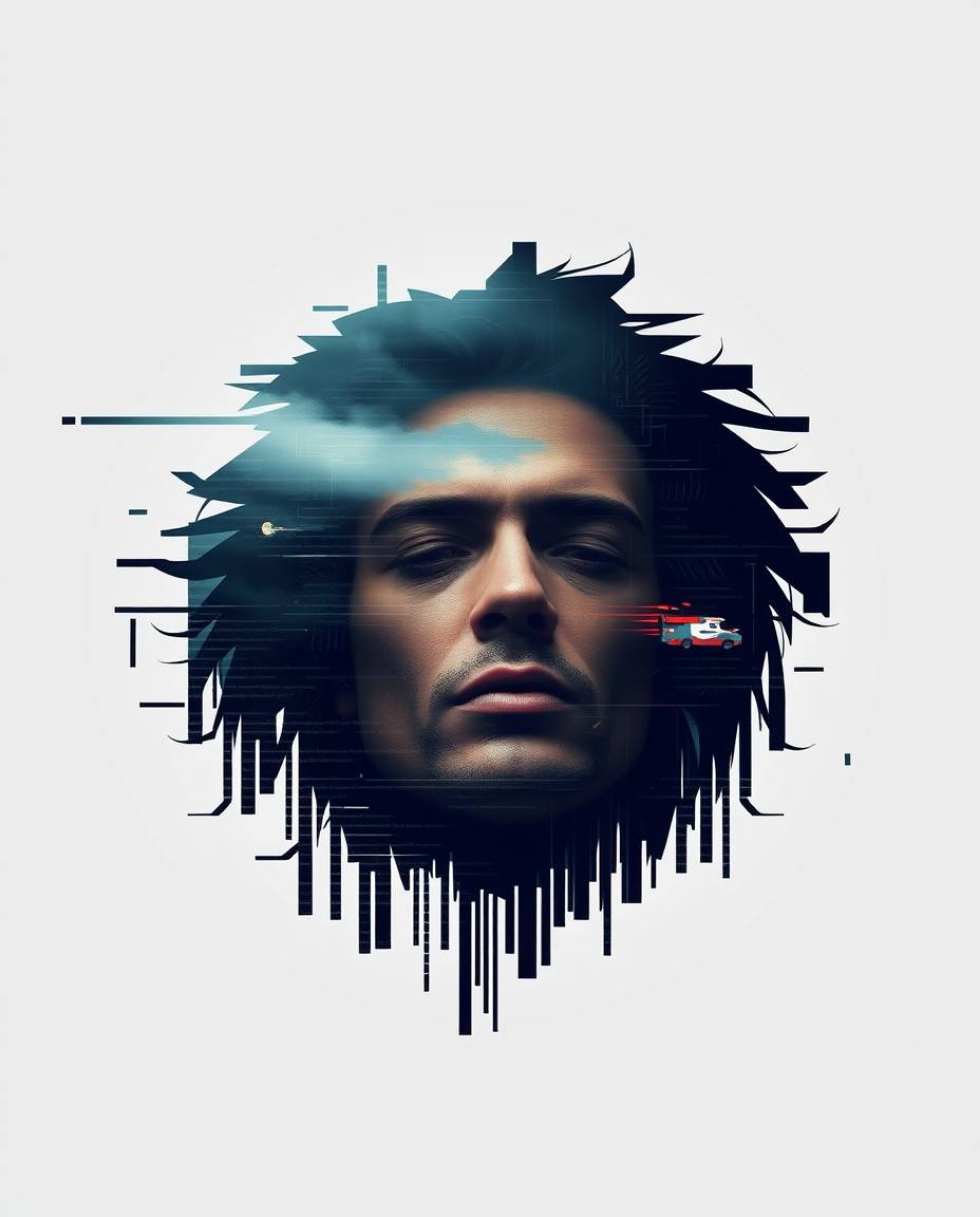 Explore the captivating world of digital glitch art with these stunning portraits. Featuring a modern flat design aesthetic, 