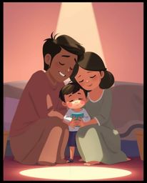 Experience a heartwarming family reunion brought to life in a stunning Pixar-style illustration. This artwork features gentle