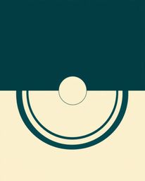 A rich, deep teal logo inspired by a Minimalist geometric pattern incorporating circles and lines in the Bauhaus style. This 