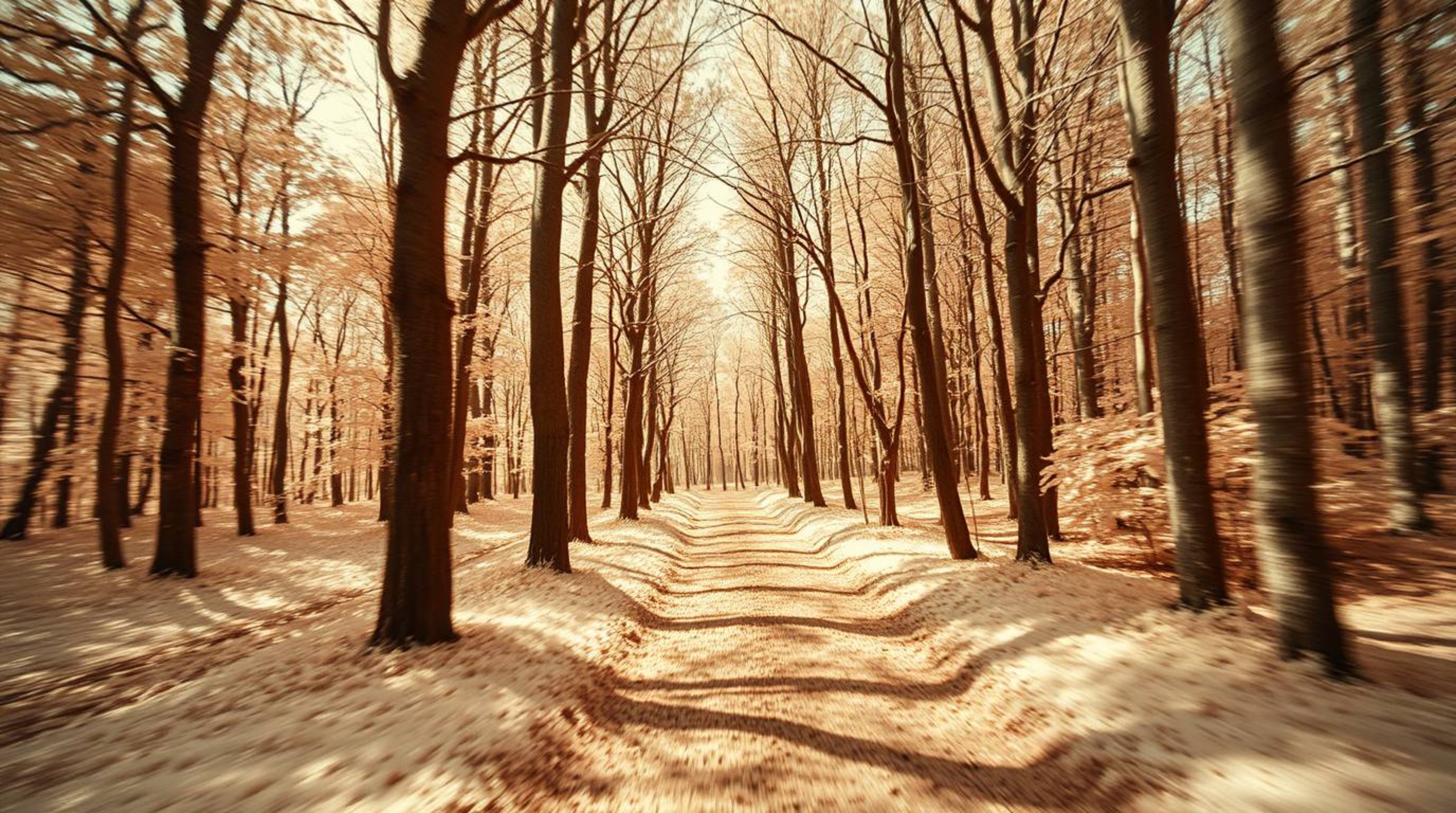 Experience a thrilling chase through a looping forest, rendered with strong, hard light and surreal infrared tones that creat