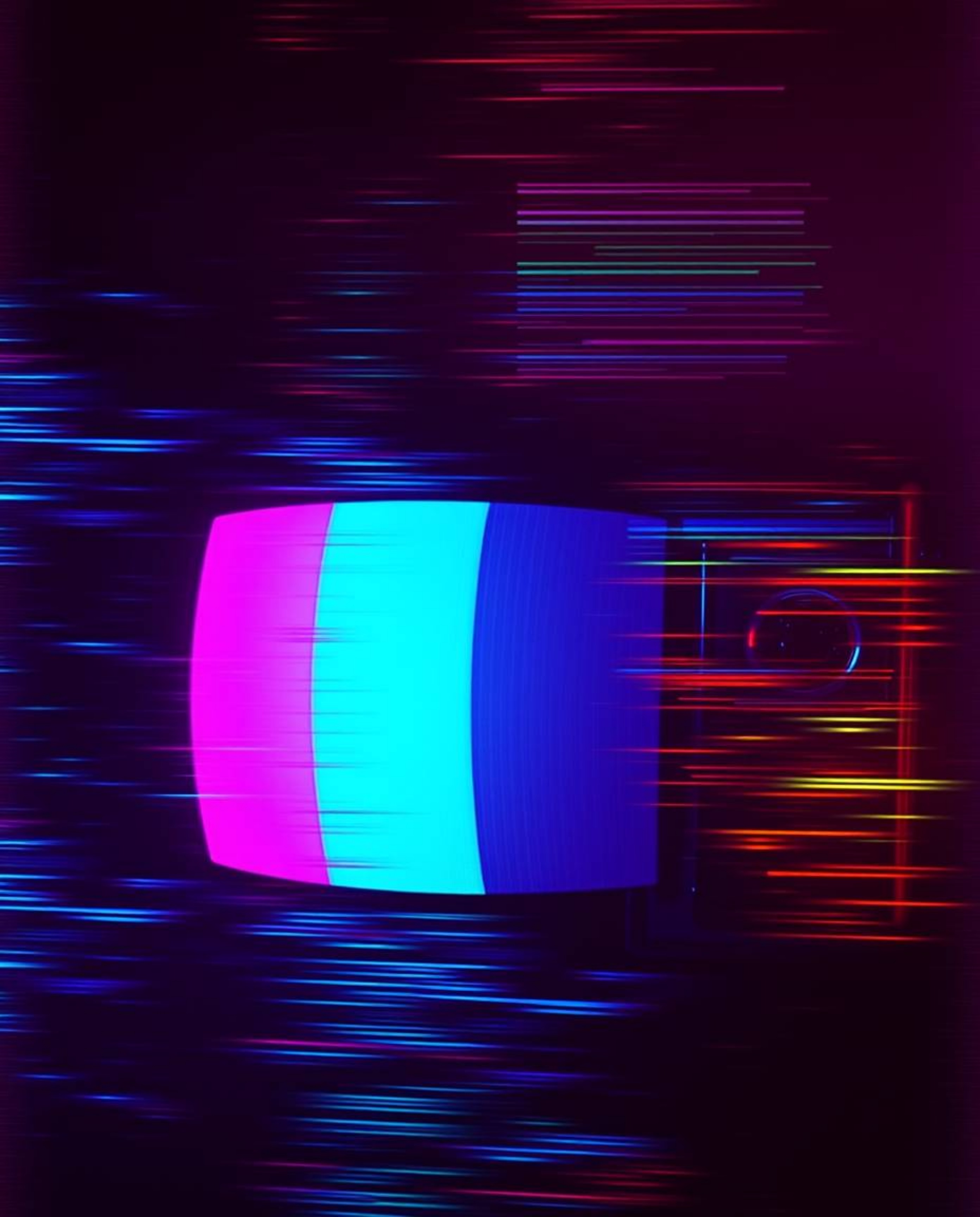 Explore the dramatic and captivating world of glitch art with this collection showcasing iridescent colors overlaid on TV scr