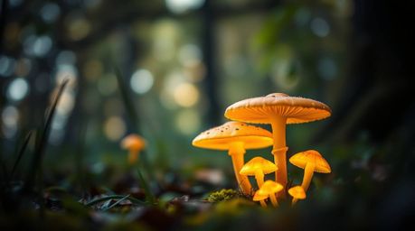 A captivating vintage-style enchanted forest scene bursts with vibrant, complementary colors.  The image features sharply foc