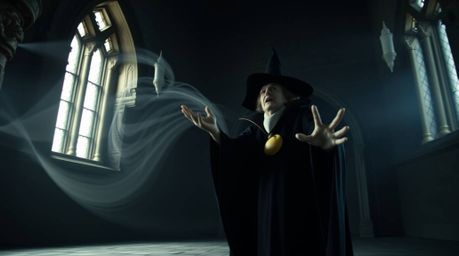 Capture the magic of classic Disney with this long exposure photograph featuring a villain casting a spell in an old castle. 