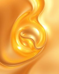 Immerse yourself in a world of warm golden glow, where smooth 3D fluid shapes with metallic textures float effortlessly in ze
