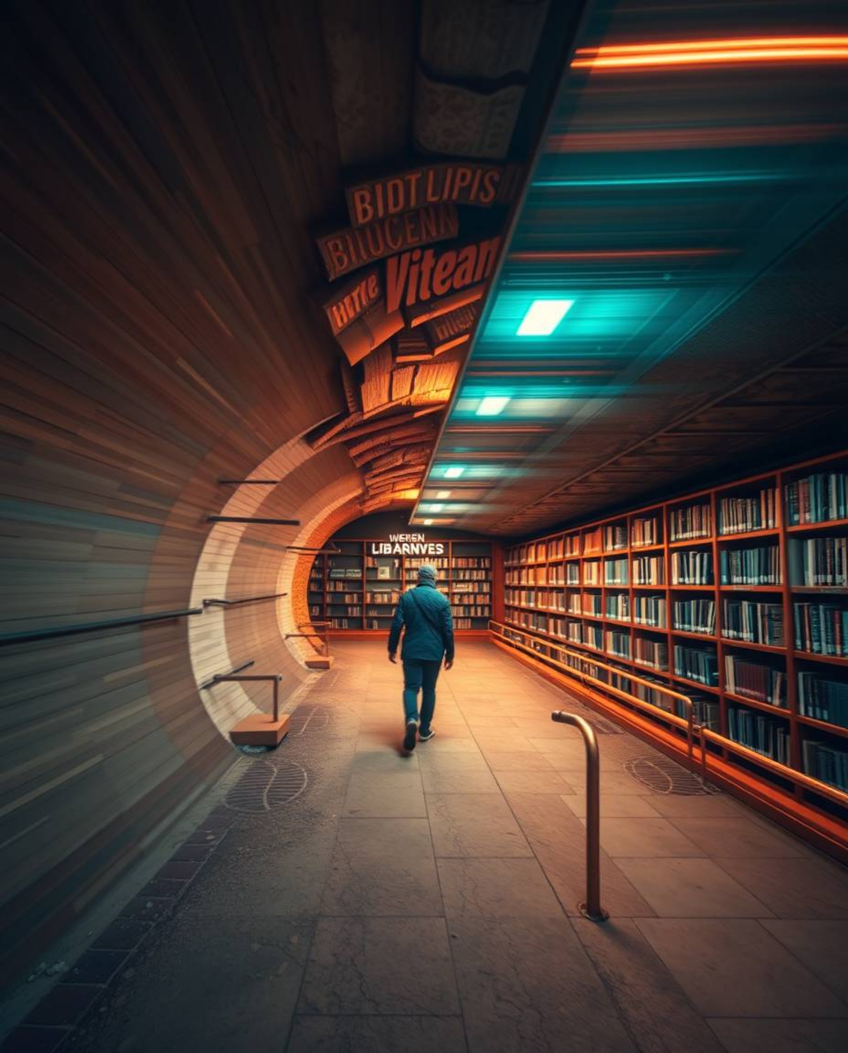 Explore the captivating world of long exposure photography with this artwork depicting a person discovering a hidden undergro