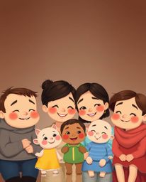 Experience the heartwarming embrace of family in this adorable Pixar-style reunion. Smooth gradient transitions and charming 