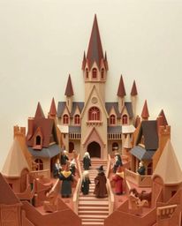Discover a captivating origami-style illustration of a magical school brimming with young wizards.  The image features intric