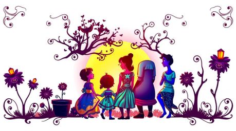 Capture the warmth of family with this unique print depicting a Pixar-style family reunion in a traditional tattoo art aesthe