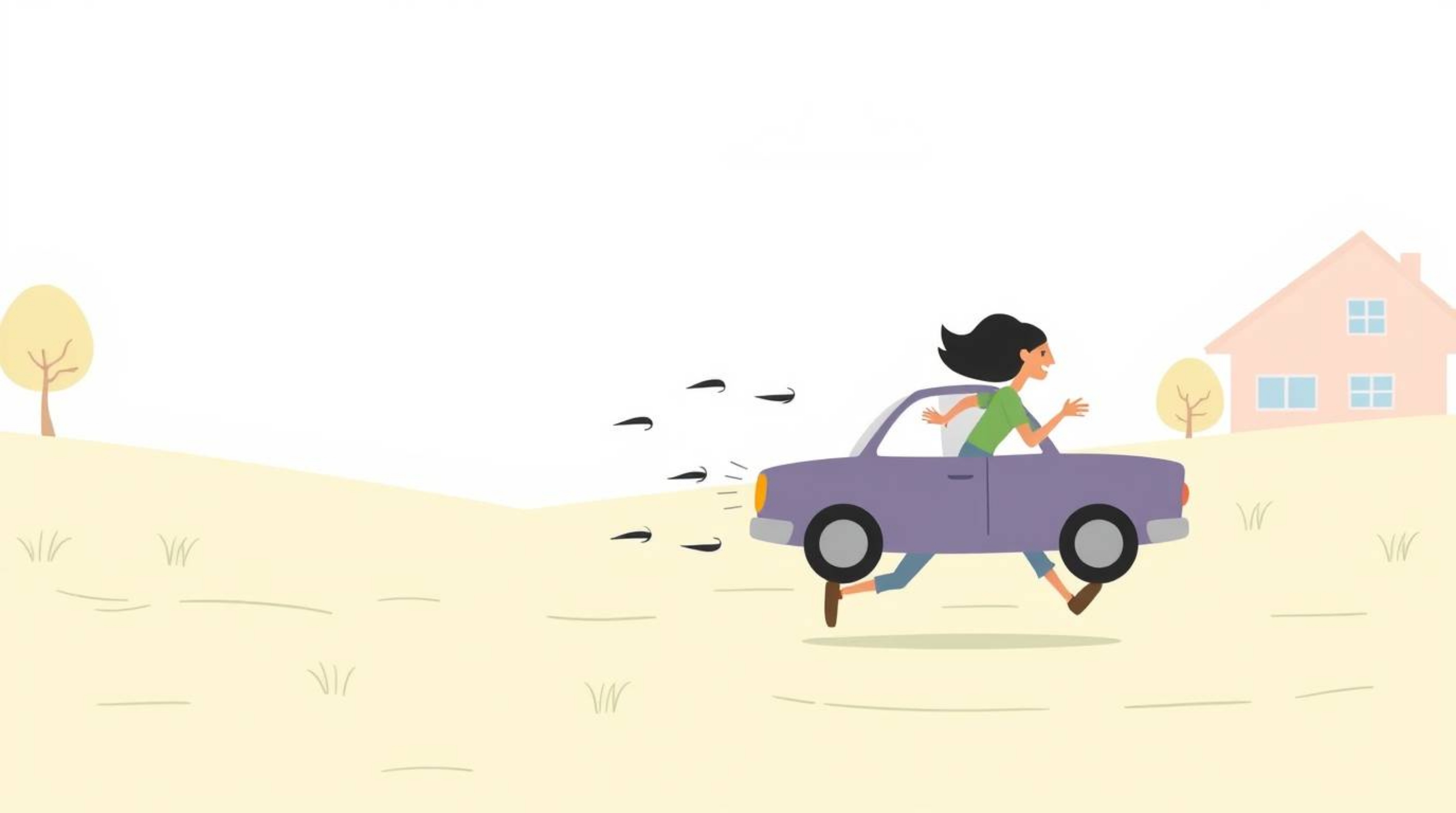 Immerse yourself in a delightful chase scene presented in a modern flat design aesthetic. The soft pastel colors and exaggera