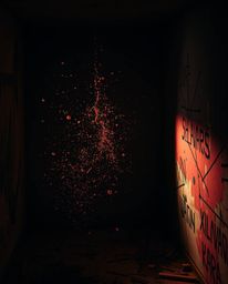 A captivating close-up shot depicting a room violently erupting with paint, meticulously crafted with contrasting chiaroscuro