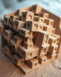 Explore mesmerizing sculptural clay art featuring a repetitive cube pattern inspired by Escher-style impossible geometry. Thi