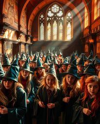 Discover a magical school brimming with young wizards, bathed in warm terracotta and cool teal tones. Experience vibrant col