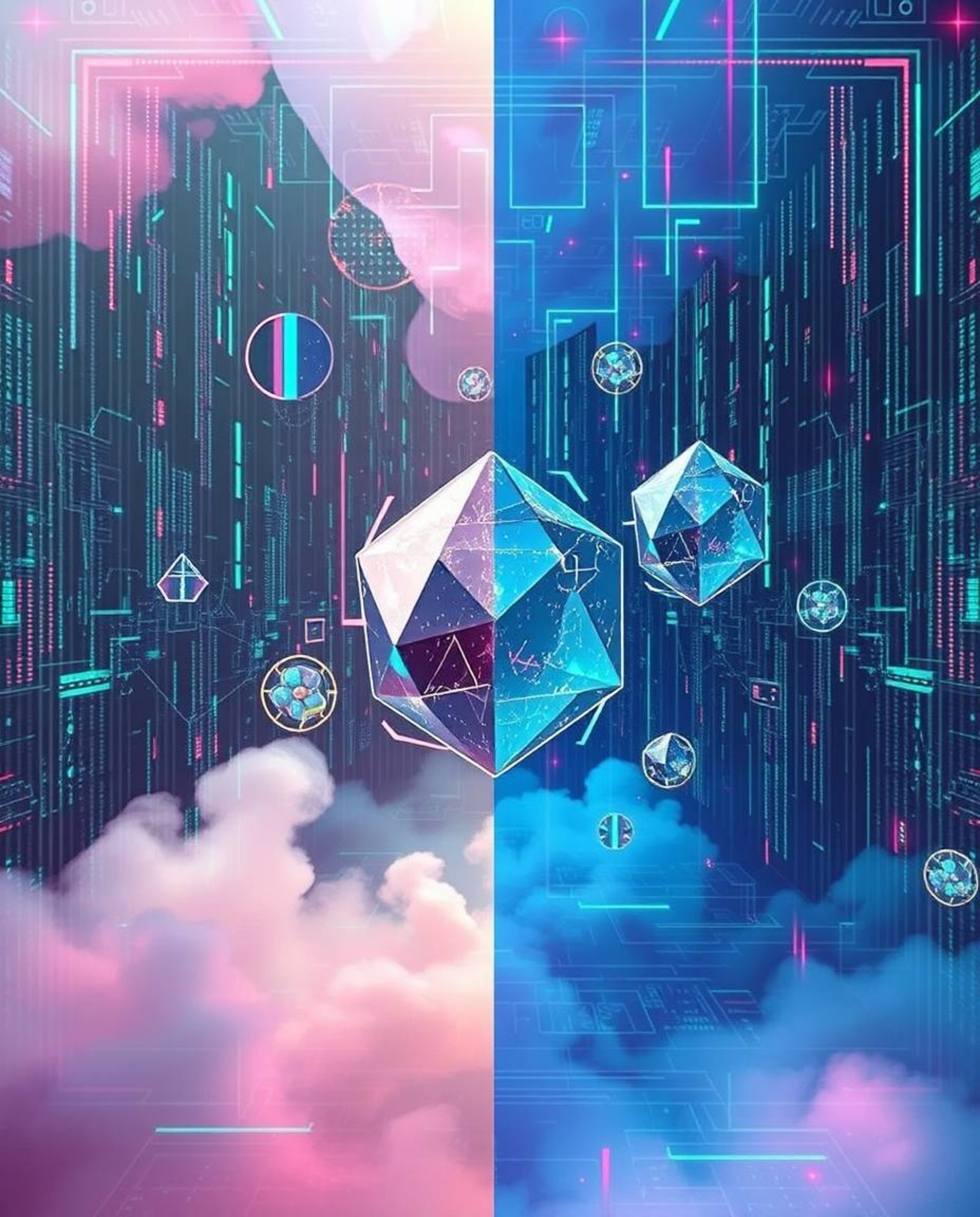 A captivating image split into two distinct halves, creating a mystic and enchanting environment with a dreamlike atmosphere.