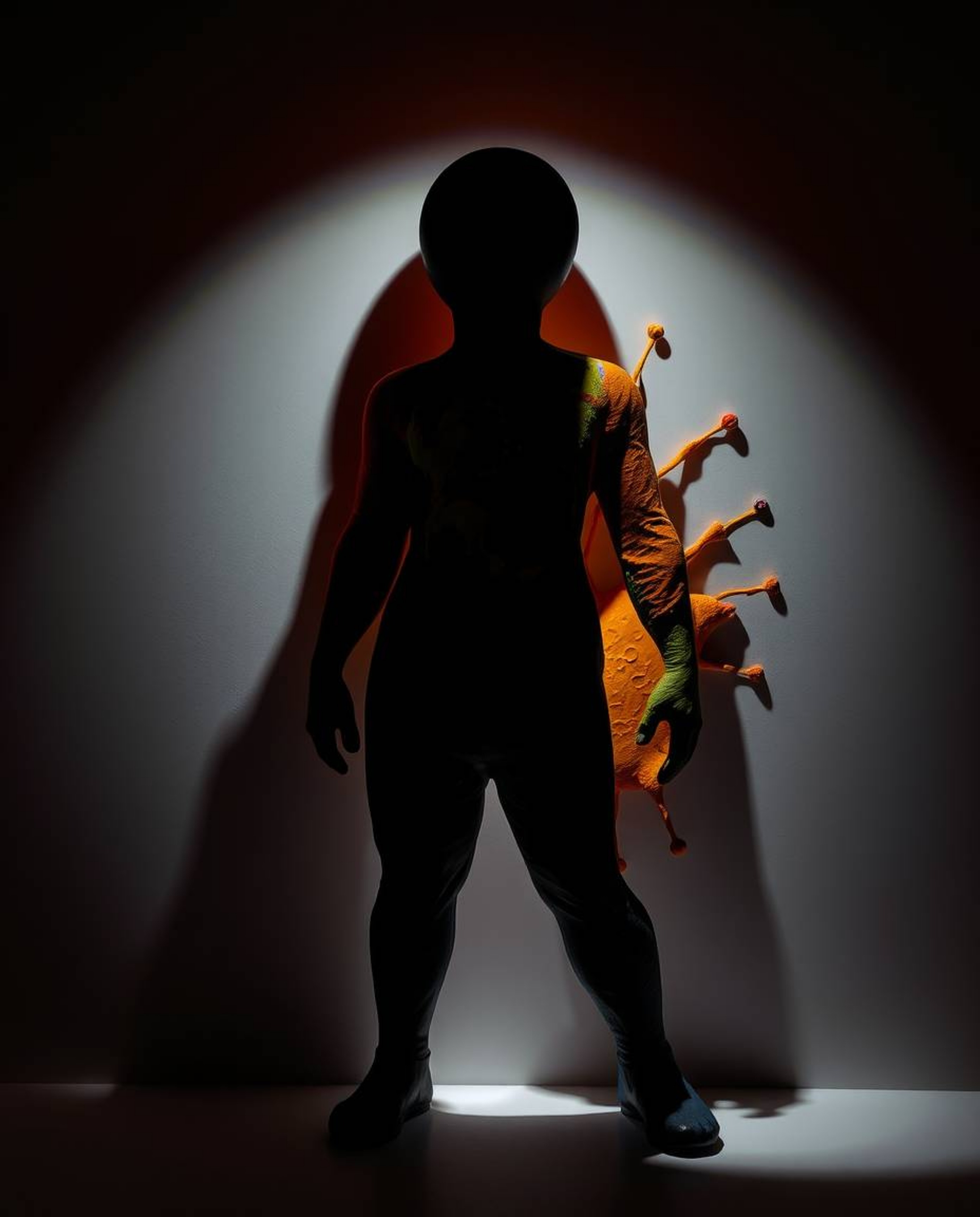 Explore the captivating world of high-contrast, low-key lighting in sculptural clay art. These pieces feature colorful splash