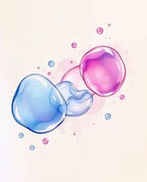 This image features a vibrant, hand-drawn sketch showcasing glassy, fluid 3D shapes in dynamic motion, enveloped by shimmerin