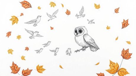 A heartwarming scene in the style of Pixar depicts a blind owl with soft feathers and gentle eyes, demonstrating his unique a