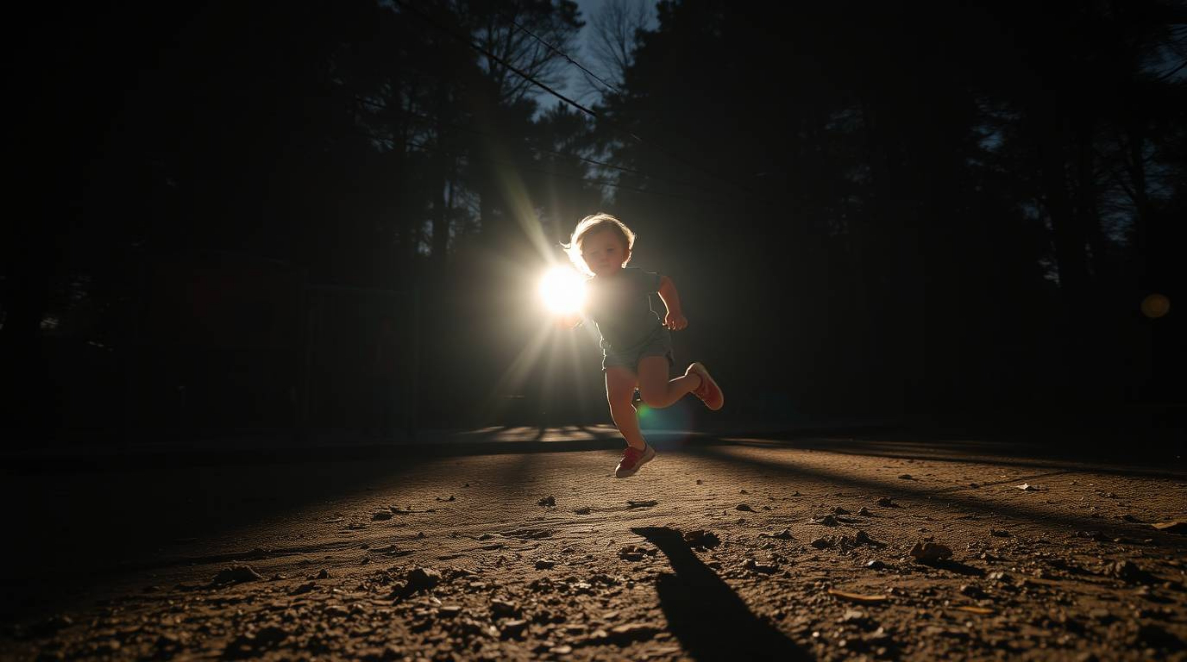Experience a visually stunning and dramatic slow-motion run through a playground, characterized by strong, hard lighting and 
