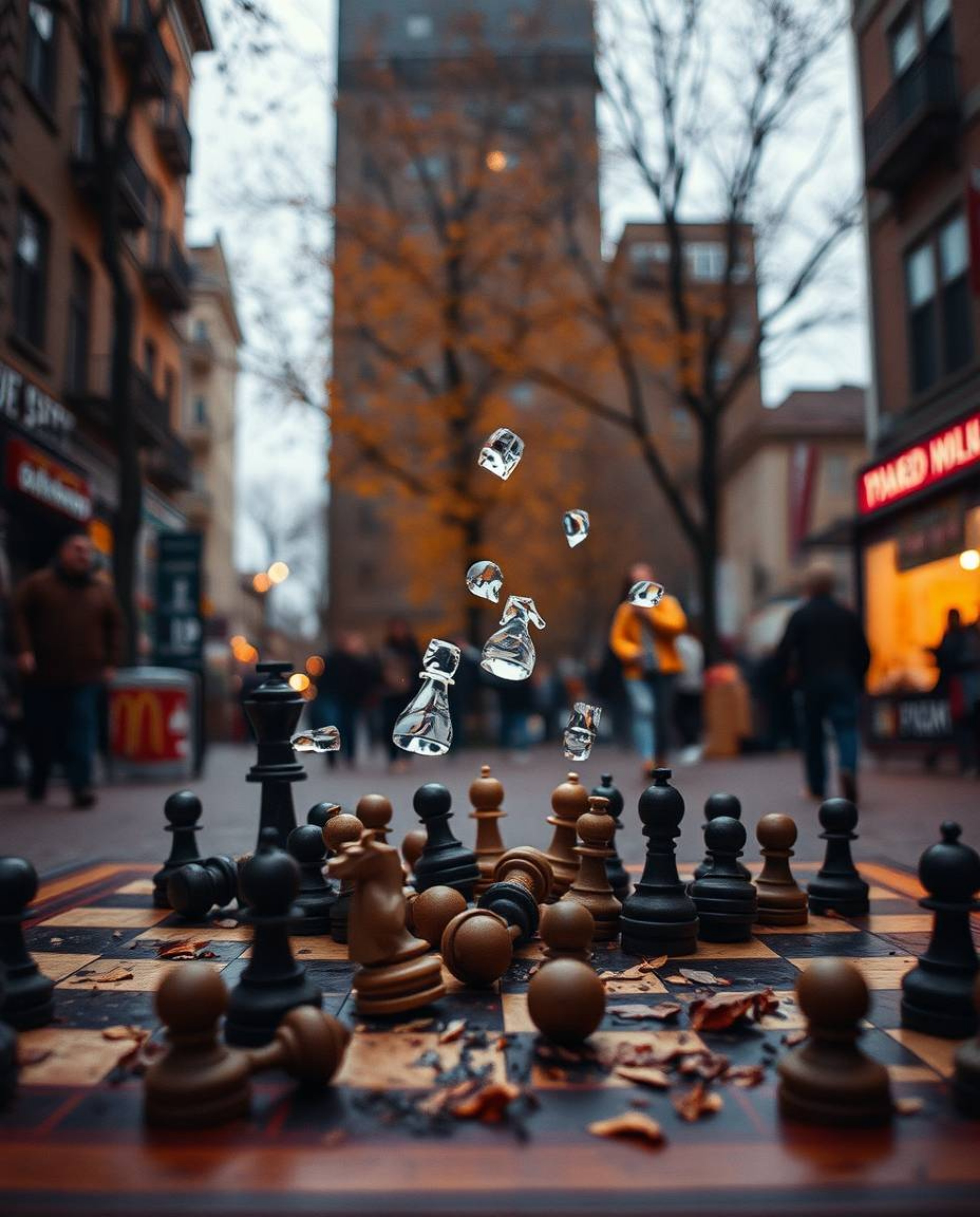 Capture the essence of candid street photography with warm autumn colors and earthy tones in this film-like composition.  A c