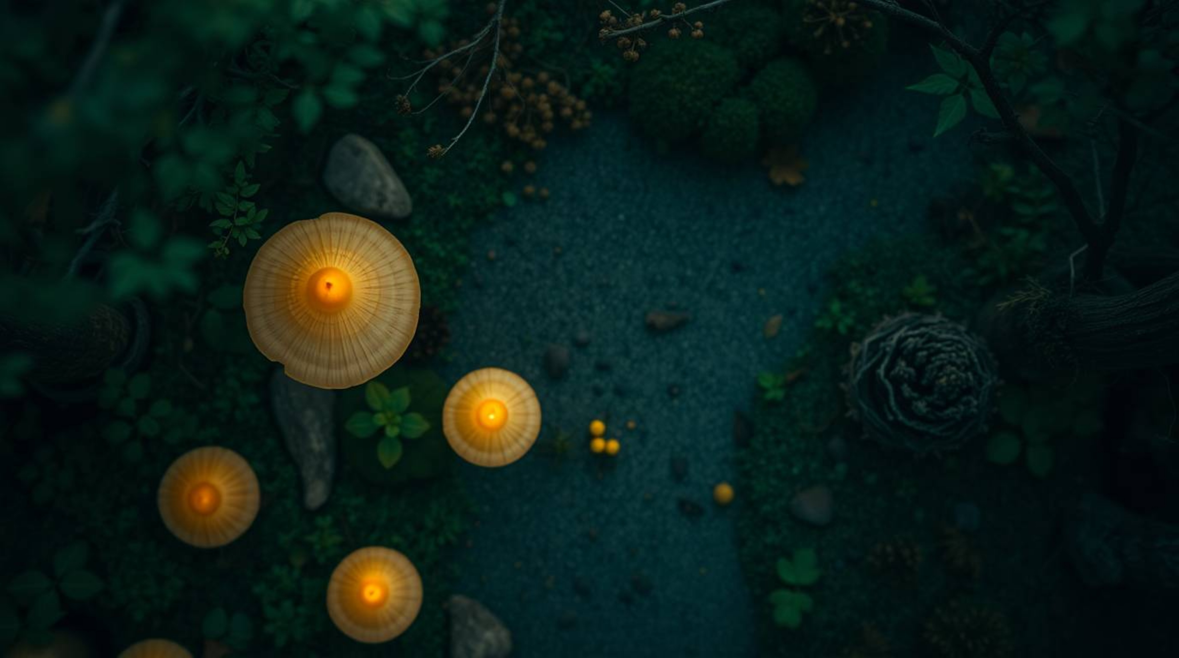 Discover a stunning high-resolution stock photo depicting a vintage-style enchanted forest viewed from a captivating overhead