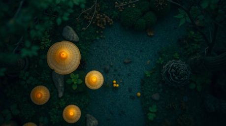 Discover a stunning high-resolution stock photo depicting a vintage-style enchanted forest viewed from a captivating overhead