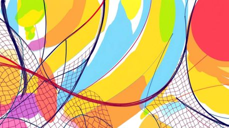A captivating hand-drawn abstract poster design in a vibrant color sketchnote style.  Featuring a lively and energetic aesthe