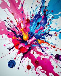 Experience a vibrant explosion of color on a pristine white canvas, rendered in high detail with an abstract art style. This 