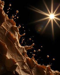 Explore captivating artistic photography featuring bright lens flare layered onto a papier-mâché texture in natural earth ton