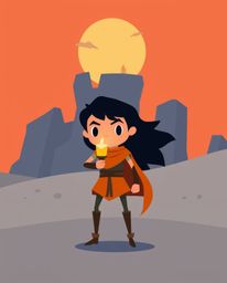 Explore a captivating Disney-style desert adventure featuring a brave hero depicted in a modern flat design aesthetic. This t