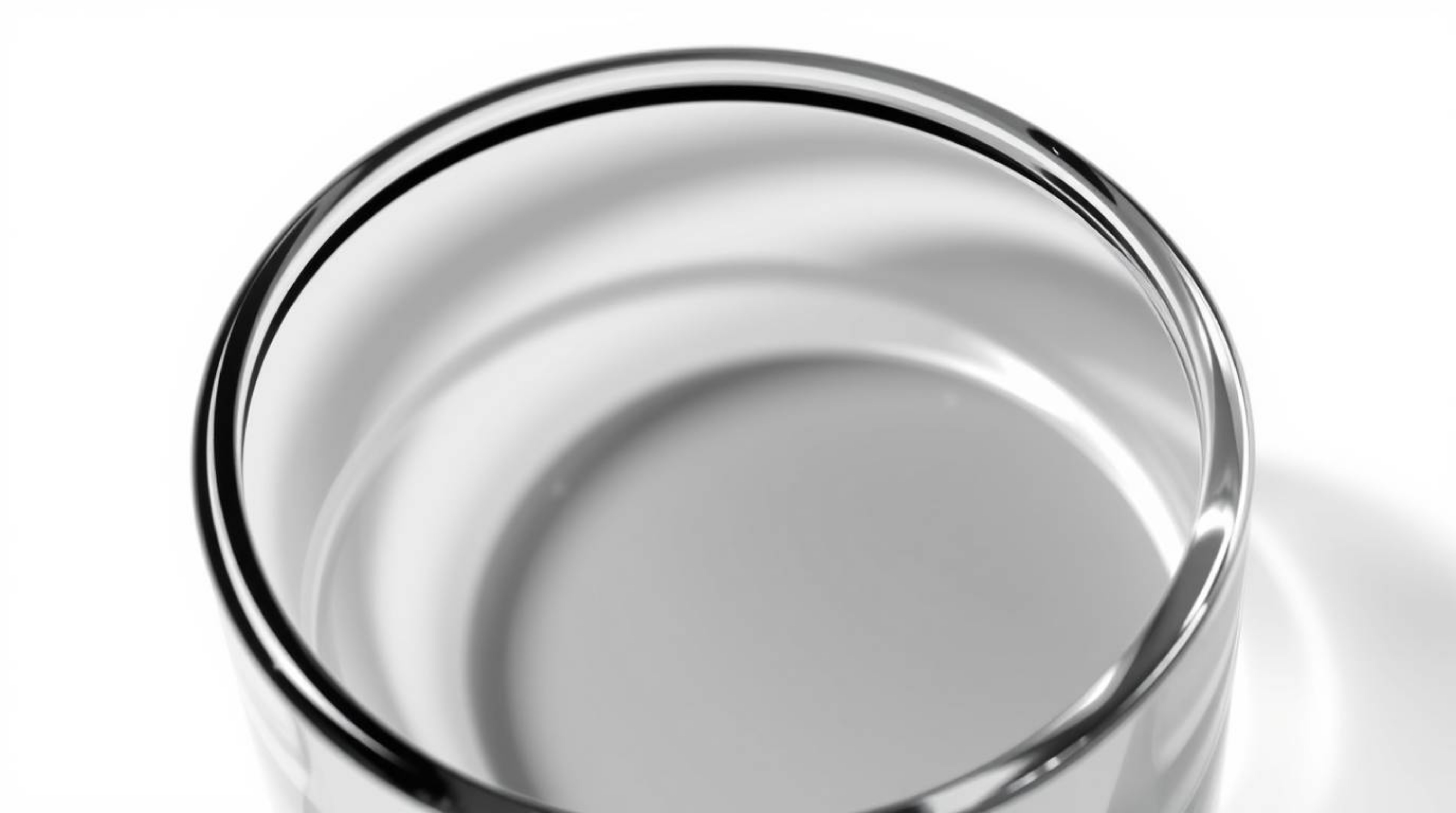 A classic black and white logo showcasing a close-up detail of a glass object reflecting smooth gradient textures. The design