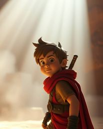 Embark on a breathtaking Disney-style desert adventure with a brave hero.  Experience stunning volumetric lighting, where lig