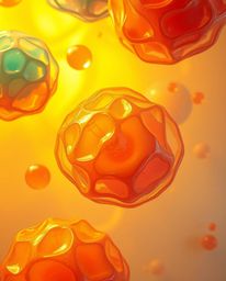 Immerse yourself in a world of floating 3D blobs of fluid jelly, rendered with vibrant colors and synthetic textures, all bat