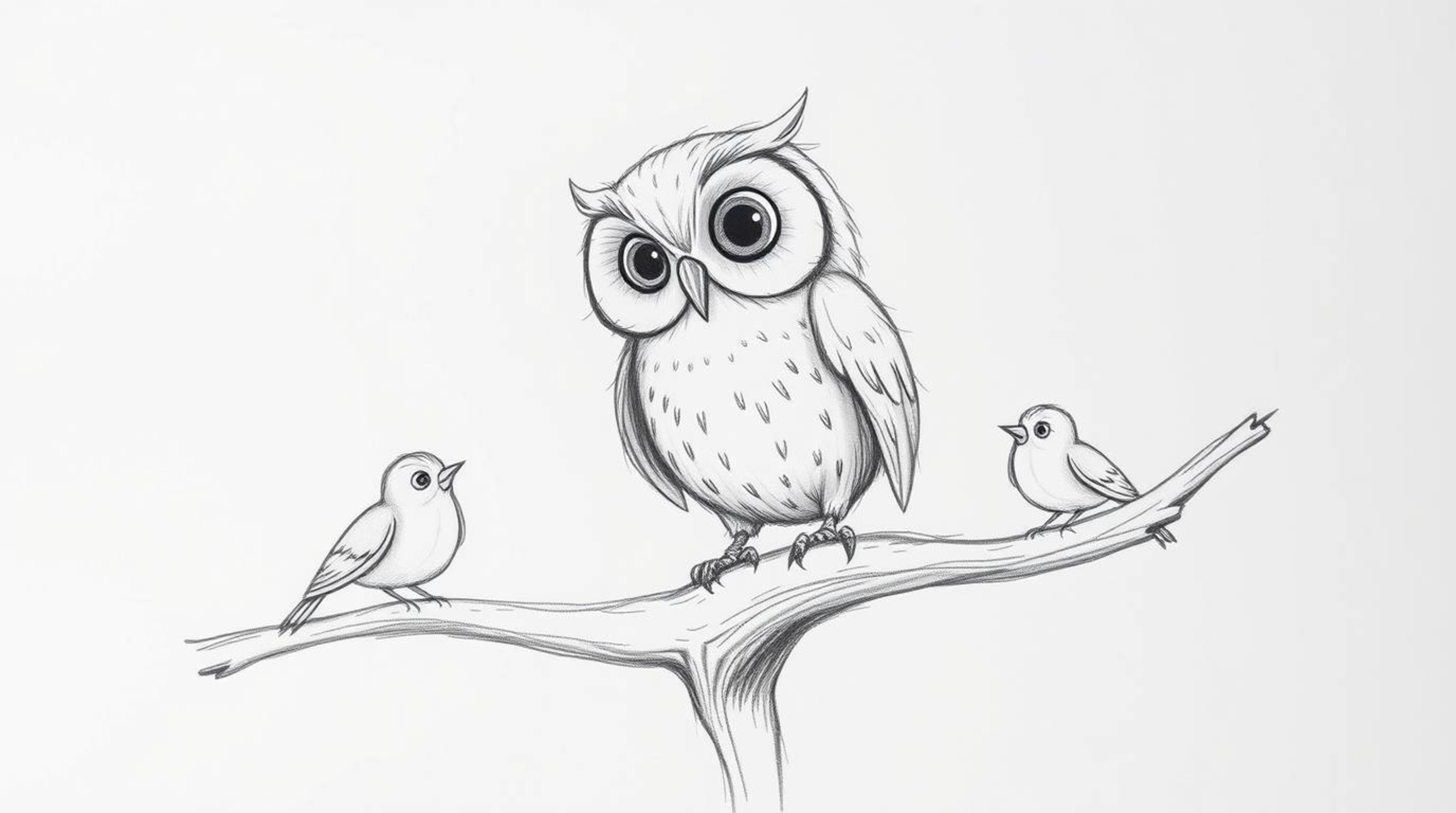 A captivating hand-drawn sketch, rendered in the iconic Pixar style, showcases a blind owl with soft, inviting feathers and p