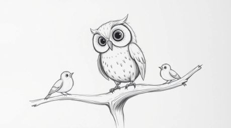A captivating hand-drawn sketch, rendered in the iconic Pixar style, showcases a blind owl with soft, inviting feathers and p
