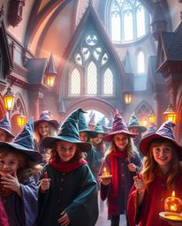 Immerse yourself in a magical school brimming with young wizards, vibrant colors, and a soft, dreamy atmosphere. Experience t