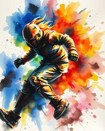 Explore the captivating world of dynamic watercolor art featuring contrasting chiaroscuro lighting. Vivid tones blend in a ch