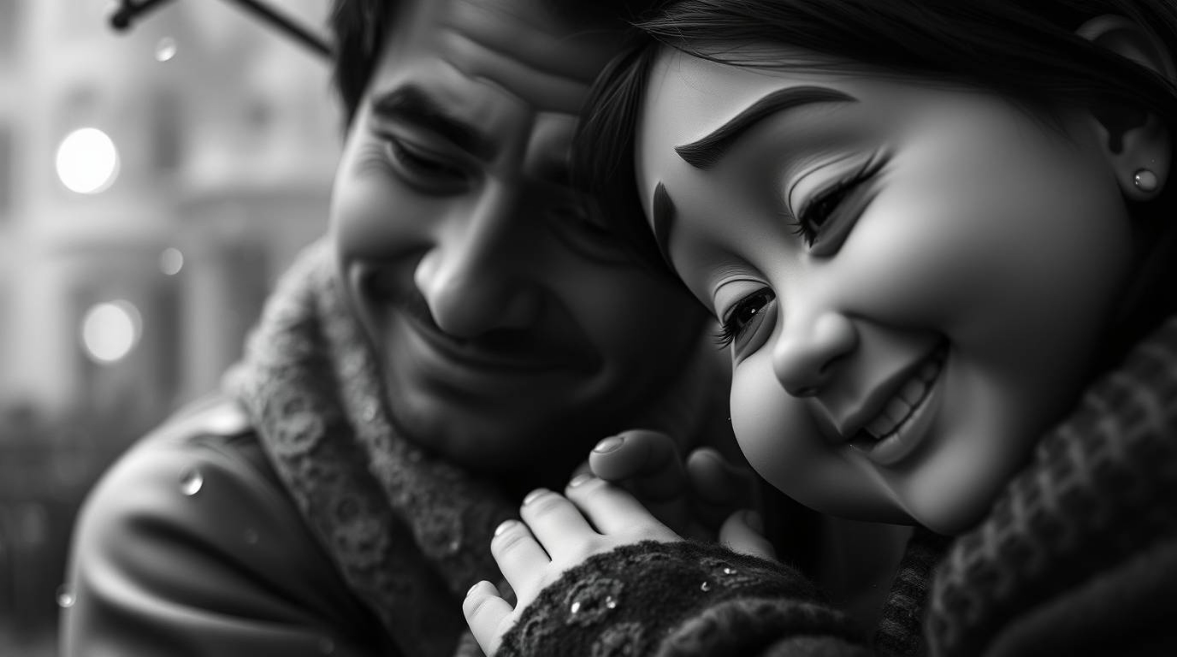 Experience a heartfelt family reunion captured in a timeless and elegant classic black and white style. This extreme macro cl