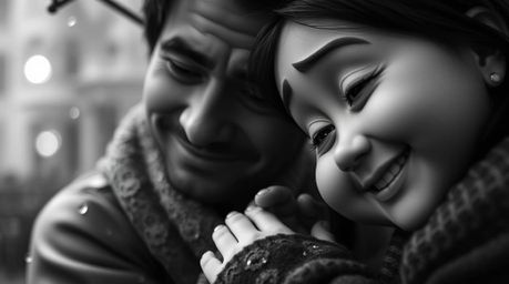Experience a heartfelt family reunion captured in a timeless and elegant classic black and white style. This extreme macro cl