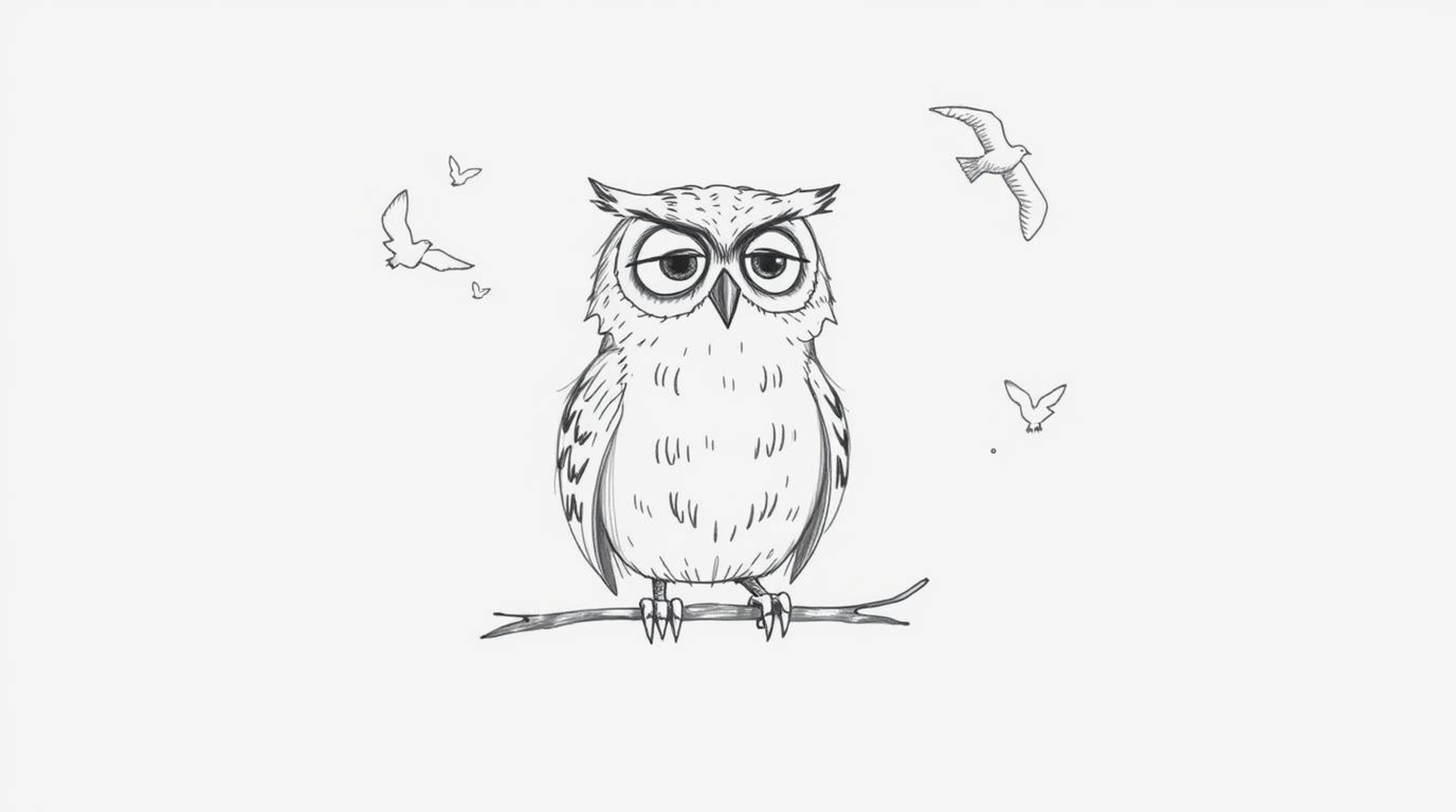A charming hand-drawn sketch, rendered in the beloved Pixar style, showcases a wise, though blind, owl imparting flight lesso