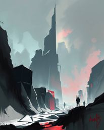 Explore a vision of an epic modern future rendered in complementary colors and misty atmospheric depths.  This dynamic digita