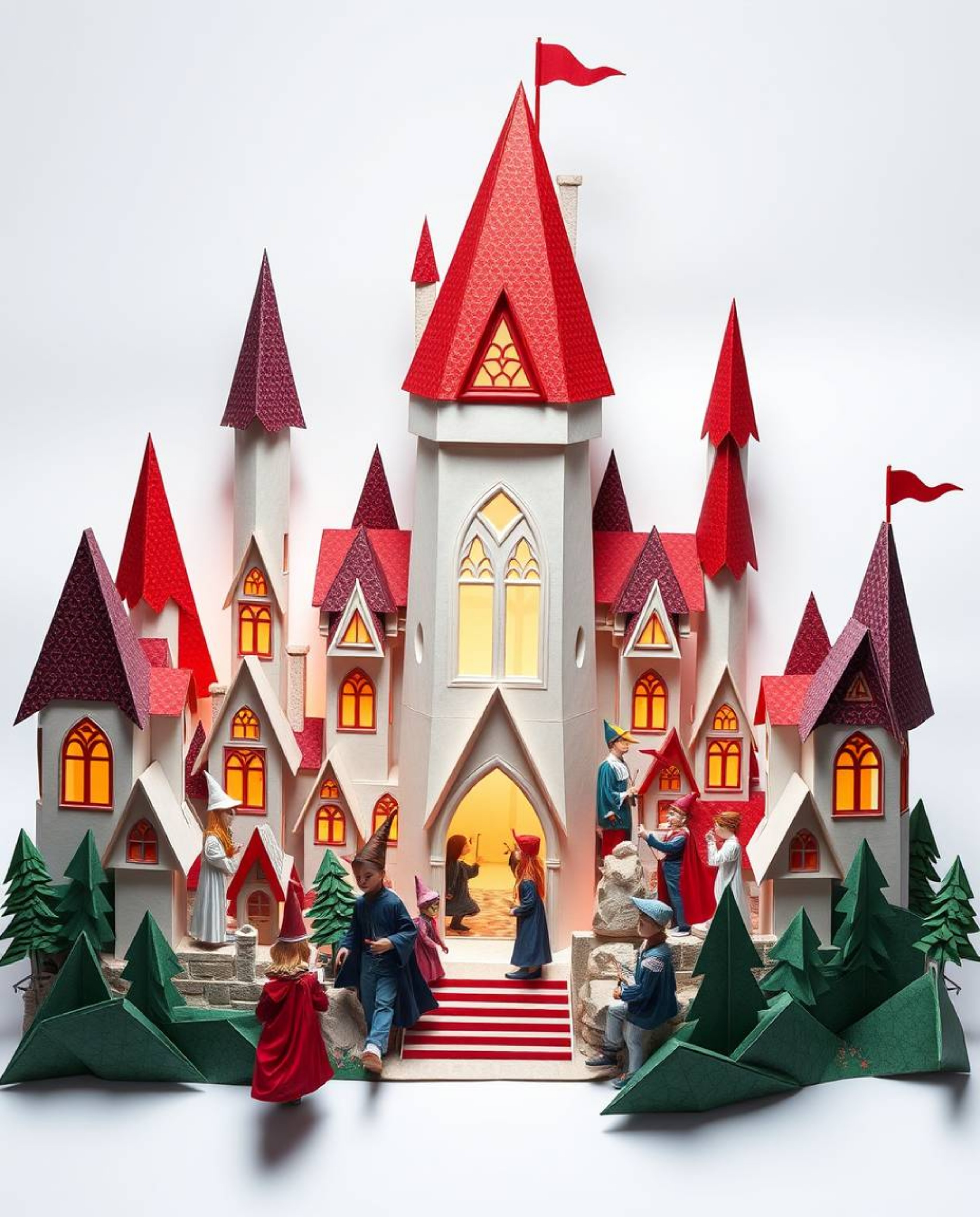 Discover a captivating magical school brimming with young wizards, brought to life through intricate origami designs.  Experi