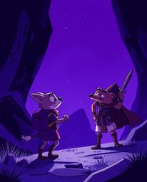 Immerse yourself in a cinematic illustration rendered in deep ultraviolet hues, featuring a captivating scene of a talking an