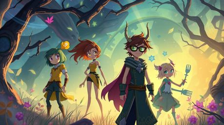 Embark on a captivating journey with a team of misfit heroes navigating a vibrant, mystical realm. Experience an enchanting e