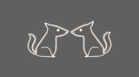 A captivating geometric logo showcases two mischievous talking animals crafted from abstract shapes and clean lines.  The des
