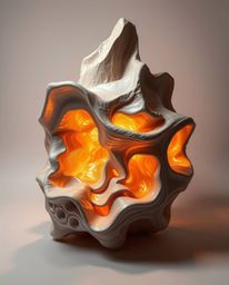 Explore captivating sculptural 3D fluid shapes reminiscent of liquid mercury, meticulously crafted from layered papier-mâché 