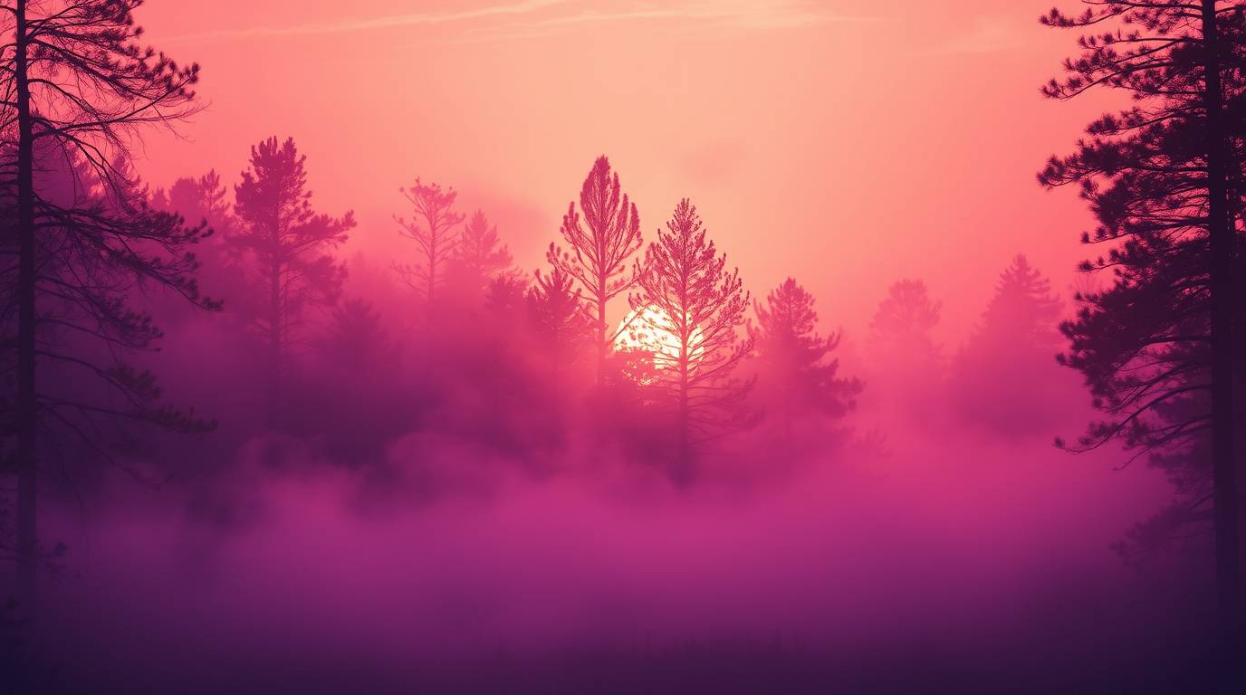 Experience a charming and adorable scene bathed in a soft cinematic haze, featuring mist gracefully rising from a forest duri