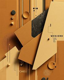 Explore abstract shapes rendered with glitch effects, fragmentation, and scanlines, bathed in natural earth tones of browns a