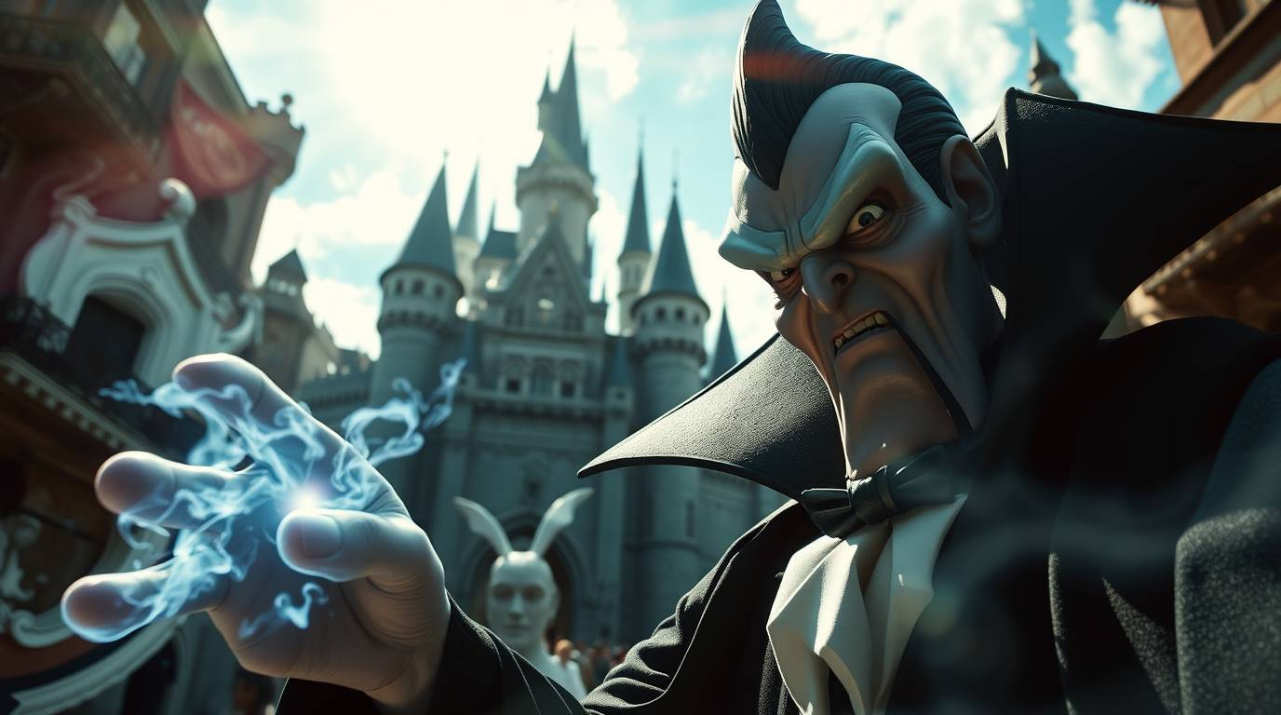 An epic and unique fusion of classic Disney villainy and modern urban aesthetics. Imagine a sharply defined villain with a pi