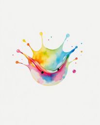 This series features delicate watercolor paintings capturing colorful paint splashes frozen in mid-air, creating a surreal an