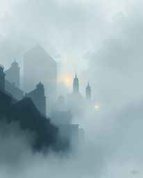 Discover a captivating abstract city map rendered in a dynamic digital sketch style.  Geometric shapes form the city, viewed 