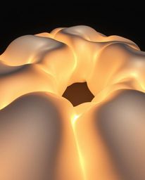 Explore a mesmerizing high-angle view showcasing creative light art with stunning 3D shapes adorned with smooth gradient text
